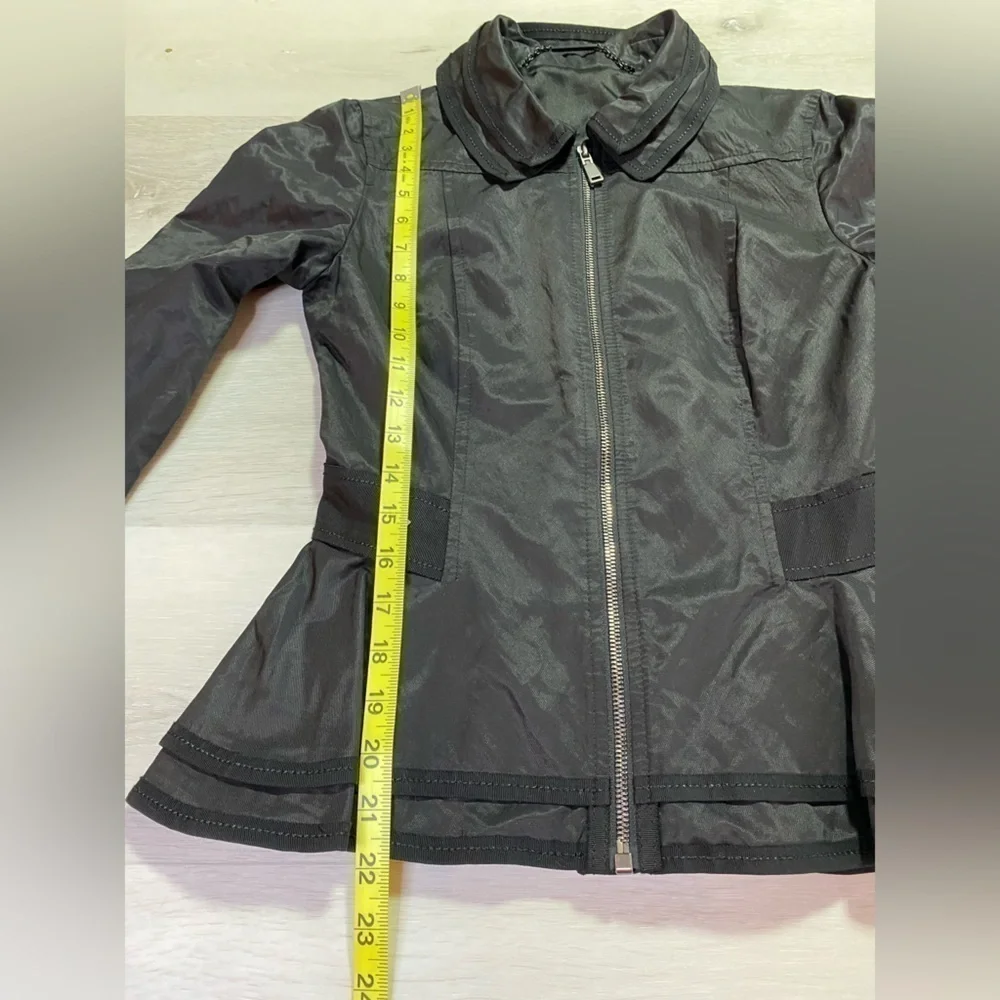 Elie Tahari Black Aliza Peplum Fitted Zip Front Jacket, Size XS